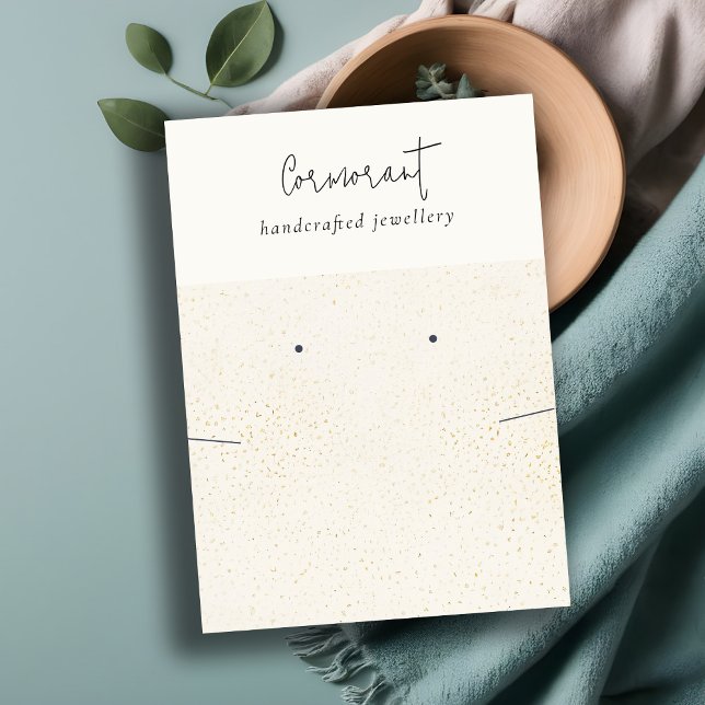 Chic Speckling Gold White Earring Necklace Display Visitenkarte (Von Creator hochgeladen)