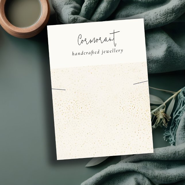 Chic Speckling Gold White Texture Necklace Display Visitenkarte (Von Creator hochgeladen)