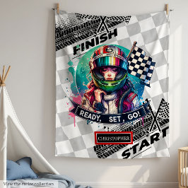 Chic Sport Car Blanket Little Racer Girl Geburtsta Fleecedecke