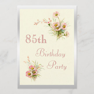 Chic Spring Flowers 85. Geburtstag Einladung
