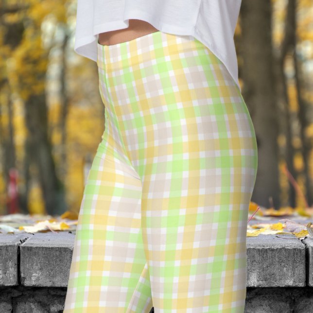 Chic Spring Green Karo Muster Leggings (Chic Spring Green Check Pattern Leggings)