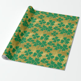 Chic St Patrick's Day Gold Green Kleeblatt Clover Geschenkpapier