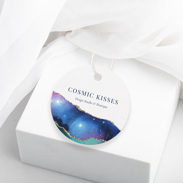 Chic Starry Galaxy Business Name QR Social Hang Geschenkanhänger (Von Creator hochgeladen)