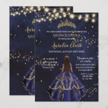 Chic Starry Night Navy Blue Dress Gold Quinceañera