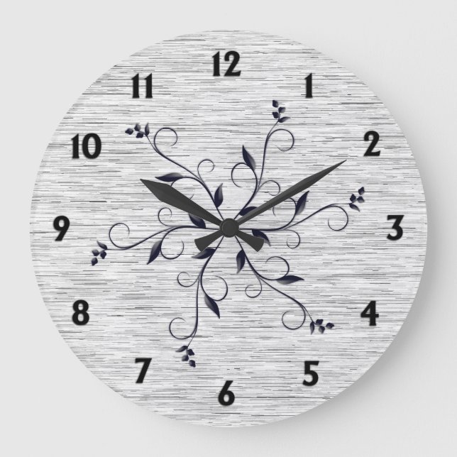 Chic Static Texture Black Numbers Große Wanduhr (Vorderseite)