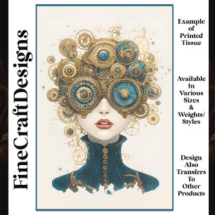 Chic Steampunk Frauenportrait N8 Decoupage Seidenpapier