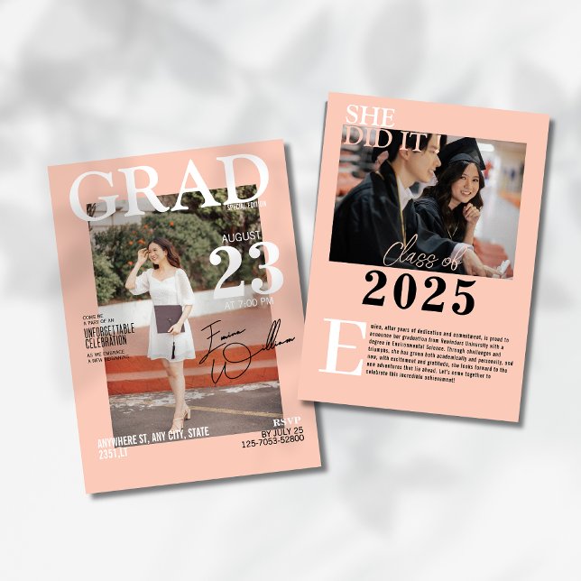 Chic stilvolles Abschluss Foto Magazin Einladung (Von Creator hochgeladen)