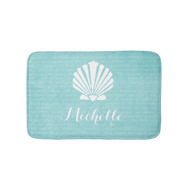 Chic-Strand-Girly Aqua-Kamm-Muschel-Muschel mit Badematte (Vorderseite)