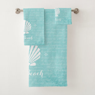 Chic-Strand-Girly Aqua-Kamm-Muschel-Muschel mit Badhandtuch Set
