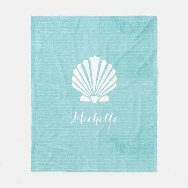 Chic-Strand-Girly Aqua-Kamm-Muschel-Muschel mit Fleecedecke (Vorderseite)