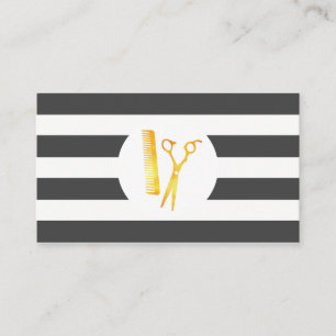 Chic Stripe Muster Golden Scissance Comb Visitenkarte