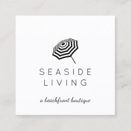 Chic Striped Beach Umbrella Logo-Boutique Quadratische Visitenkarte