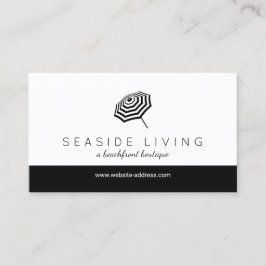Chic Striped Beach Umbrella Logo-Boutique Visitenkarte