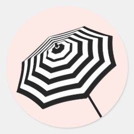 Chic Striped Beach Umbrett Logo Rosa Runder Aufkleber