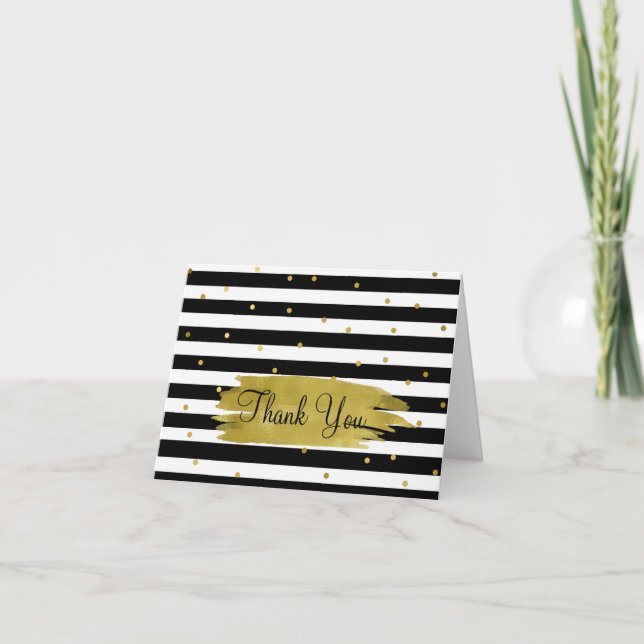 Chic Stripes and Dots Vielen Dank Note Card Dankeskarte (Vorderseite)