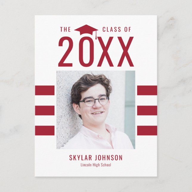 Chic Stripes EDITABLE FARBEN Abschluss Postkarte (Vorderseite)