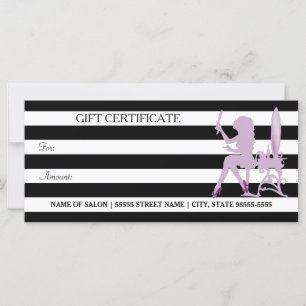 Chic Stripes Lila Girl Salon Geschenkgutschein