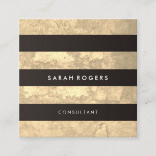 Chic Stripes Muster Grunge Gelb Quadratische Visitenkarte