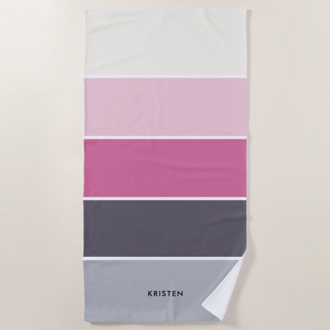 Chic Stripes Muster Personalisiert Strandtuch (Vorderseite)