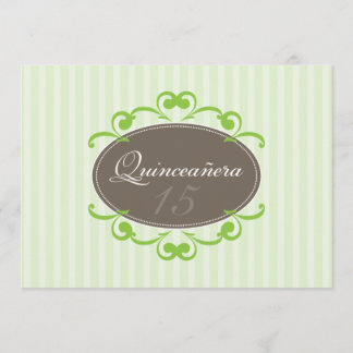 Chic Stripes Quinceanera Einladung (grüner Apfel)