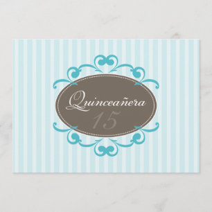 Chic Stripes Quinceanera Invitation (aqua) Einladung