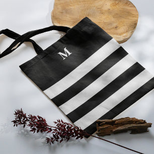 Chic Stripes Schwarz-weiß Mit Monogramm Tasche