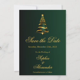 Chic Stylish Christmas Tree Wedding Save the Date Einladung