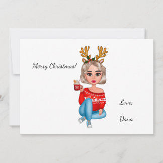 Chic Stylish Cozy Woman Christmas Feiertagskarte