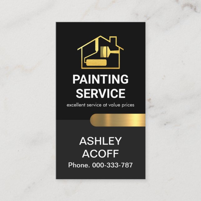 Chic Stylish Gold Tab Painter Visitenkarte (Vorderseite)