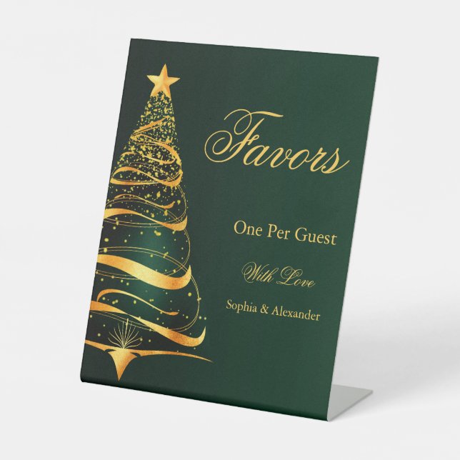 Chic Stylish Golden Christmas Tree favorisiert Hoc Sockelschild (Vorderseite)