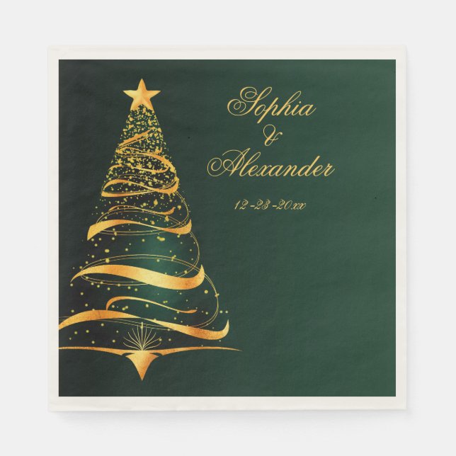 Chic Stylish Golden Christmas Tree Serviette (Vorderseite)