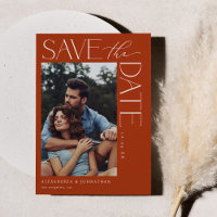 Chic Stylish Mod Foto Save the Date 2 Rost Orange