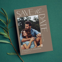 Chic Stylish Mod Foto Save the Date 2 Taupe