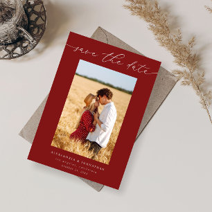 Chic Stylish Mod Foto Save the Date 3 - Rot Einladung