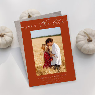 Chic Stylish Mod Foto Save the Date 3 - Rust Einladung