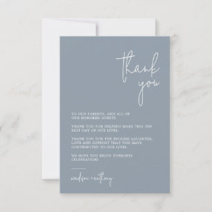 Chic Stylish Modern Dusty Blue Wedding Dankeskarte