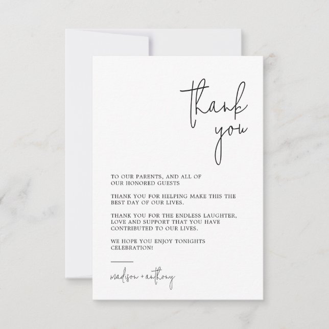 Chic Stylish Modern Foto Wedding Dankeskarte (Vorderseite)