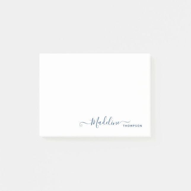 Chic Stylish Modern Girly Script Navy Blue Post-it Klebezettel (Vorderseite)