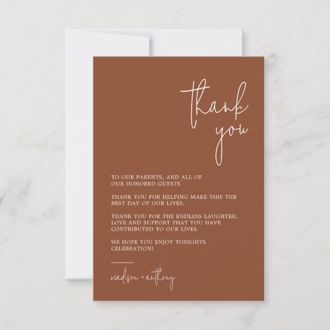 Chic Stylish Terracotta Modernes Foto Hochzeit Dankeskarte (Vorderseite)