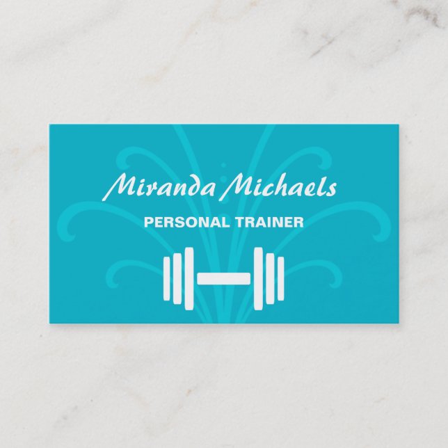 Chic Stylish Türkise Personal Fitness Trainer Visitenkarte (Vorderseite)