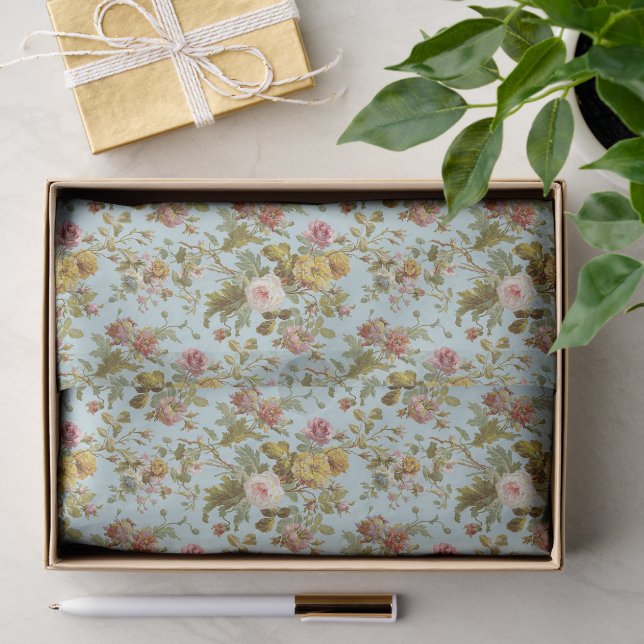 Chic Stylish Vintag Rosa Blume Art Pattern Seidenpapier (Geschenk)