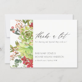 Chic Sukkulent Wüstenakteen Red Floral Wedding Dankeskarte