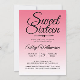 Chic Summer Pink Ombre Sweet 16 16. Geburtstag Einladung