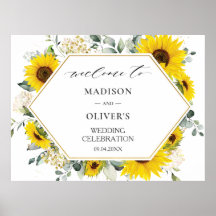 Chic Sunflower Blues Hochzeit Begrüßungszeichen