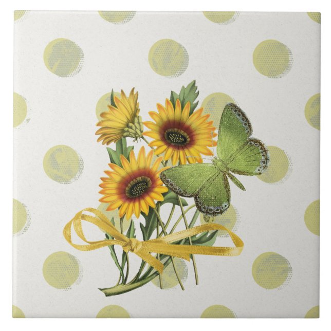 Chic Sunflower Country Design  Fliese (Vorderseite)