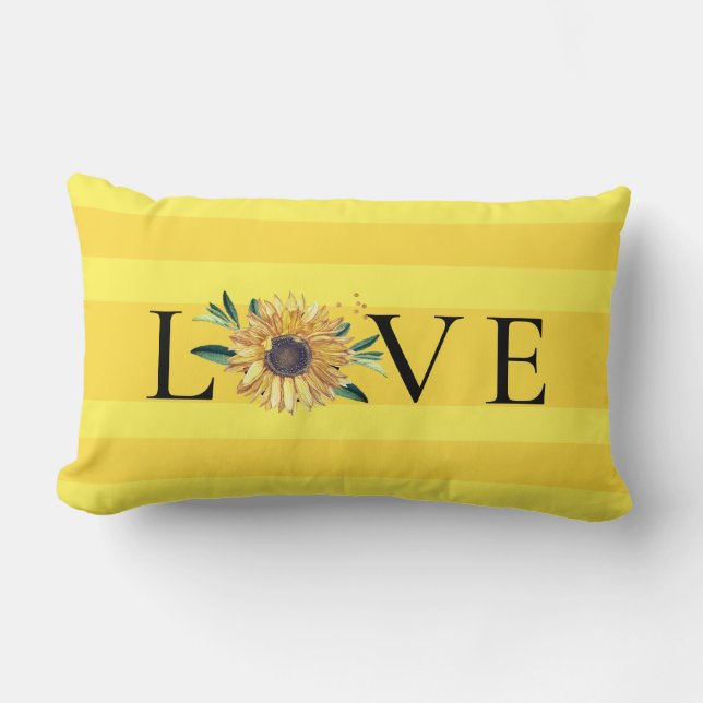 Chic Sunflower Golden Yellow Liebe Lendenkissen (Vorderseite)