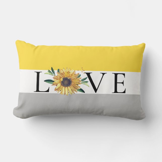 Chic Sunflower Gray Yellow Wedding Liebe Lendenkissen (Vorderseite)