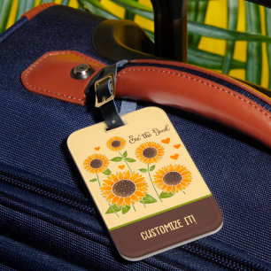 Chic Sunflower Individuelle Name Inspirivity Gepäckanhänger