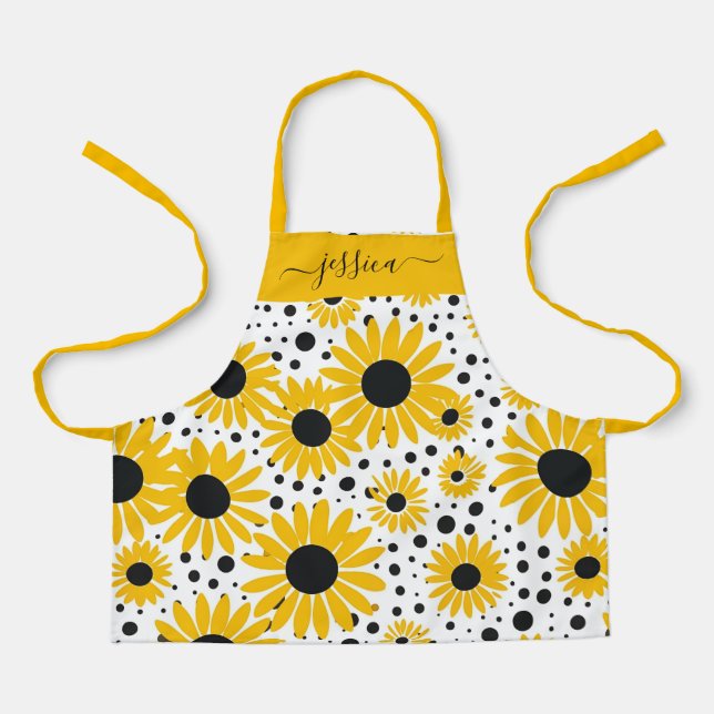 Chic sunflower script name schürze (Vorderseite)