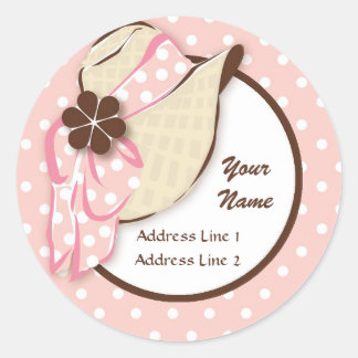 Chic Sunhat Address Label Runder Aufkleber